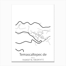 Temascaltepec De Gonzalez,Mexico Minimalist Map Canvas Print