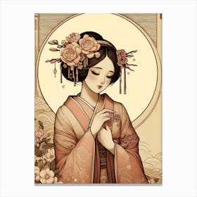 Japan Traditional Geisha Illustration By Ad 39 Canvas Print