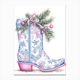 Christmas Cowboy Boot Canvas Print