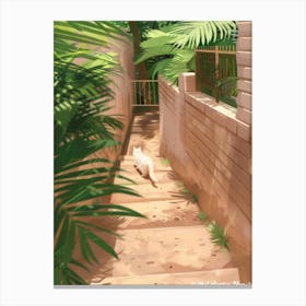 Cat Walking Down A Path Canvas Print