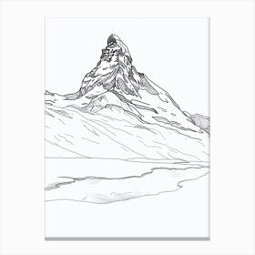 Matterhorn Switzerland Italy Line Drawing 4 Canvas Print