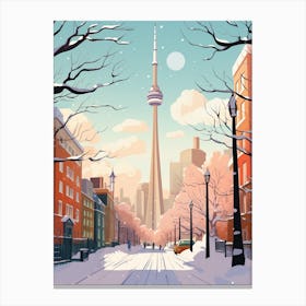 Vintage Winter Travel Illustration Toronto Canada 1 Canvas Print