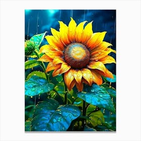 Sunflower In The Rain Canvas Print