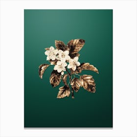 Gold Botanical Sweet Crabapple on Dark Spring Green n.3486 Canvas Print