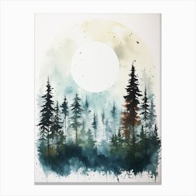 Watercolour Painting Of Bialowieza Forest   Poland And Belarus3 Canvas Print