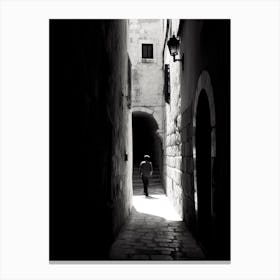 Dubrovnik, Croatia, Mediterranean Black And White Photography Analogue 8 Canvas Print