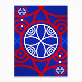 Geometric Abstract Glyph in White on Red and Blue Array n.0062 Canvas Print