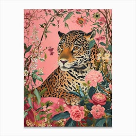 Floral Animal Painting Jaguar 3 Canvas Print