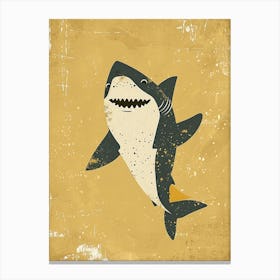 Shark Waving Mustard Background Canvas Print