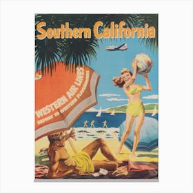 Southern California Vintage Beach Poster Canvas Print