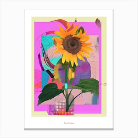 Sunflower 2 Neon Flower Collage Poster Canvas Print