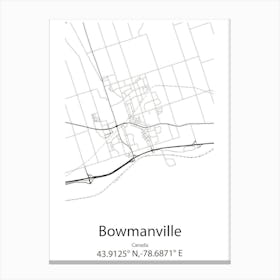 Bowmanville,Canada Minimalist Map Canvas Print