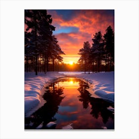 Sunset In The Forest Canvas Print