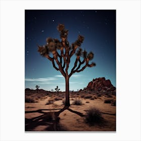  Photograph Of A Joshua Tree At Night  In A Sandy Desert 1 Canvas Print