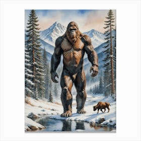 Winter's Silent Guardian Bigfoot Canvas Print