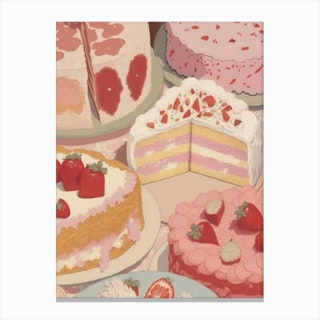 Strawberry Cake Canvas Print