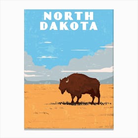 North Dakota, USA — Retro travel minimalist poster Canvas Print