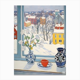 The Windowsill Of Quebec City   Canada Snow Inspired By Matisse 2 Canvas Print