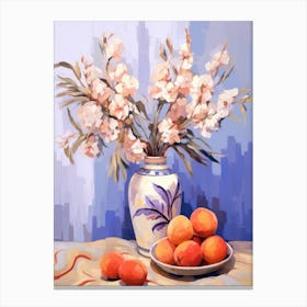 Lavender Flower And Peaches Still Life Painting 3 Dreamy Canvas Print