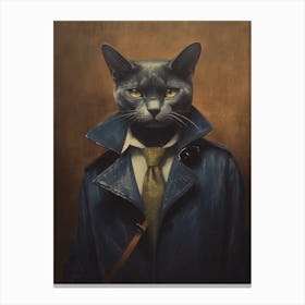 Gangster Cat Russian Blue Canvas Print