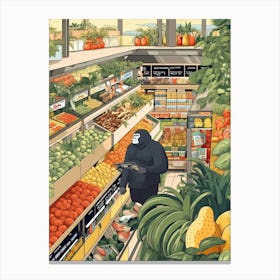 Grocery Shopping Gorilla Art 3 Canvas Print