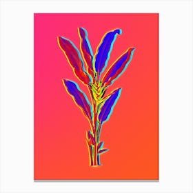 Neon Parrot Heliconia Botanical in Hot Pink and Electric Blue n.0126 Canvas Print