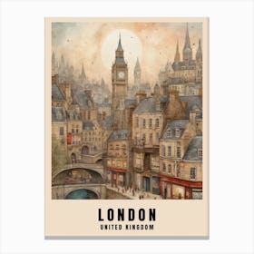 London Travel Poster Vintage United Kingdom Painting (31) Canvas Print