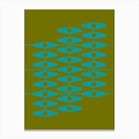 Abstract Eyes In Aqua And Olive Canvas Print