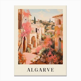 Algarve Portugal 4 Vintage Pink Travel Illustration Poster Canvas Print