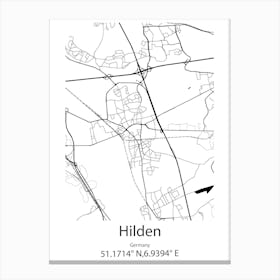 Hilden,Germany Minimalist Map Canvas Print