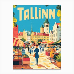 Aihrgdesign A 1970s Inspired Travel Poster For Tallinn 2 Canvas Print