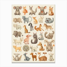 Cartoon Animals Set Canvas Print