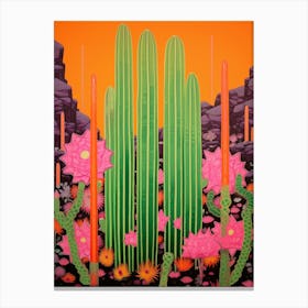 Mexican Style Cactus Illustration Organ Pipe Cactus 3 Canvas Print
