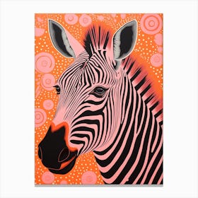 Zebra Orange & Pink Pattern 5 Canvas Print