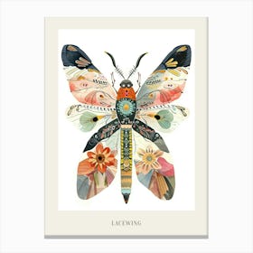 Colourful Insect Illustration Lacewing 15 Poster Canvas Print