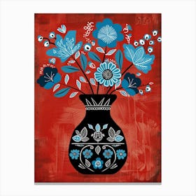 Blue Flowers In A Vase 10 Canvas Print