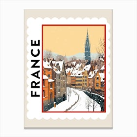 Retro Winter Stamp Poster Strasbourg France Canvas Print