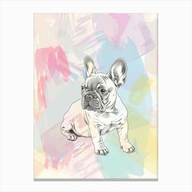 French Bulldog Pastel Line Watercolour Illustration  2 Canvas Print