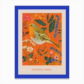 Spring Birds Poster European Robin 1 Canvas Print