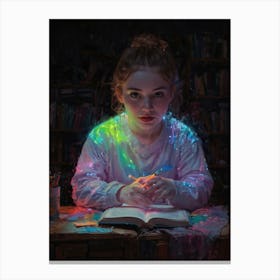 Girl In A Library Canvas Print