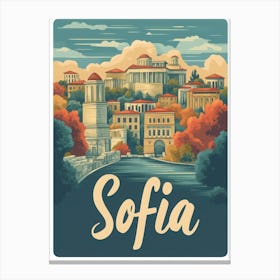 Aihrgdesign A Retro Travel Poster For Sofia 2 Canvas Print