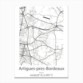 Artigues Pres Bordeaux,France Minimalist Map Canvas Print