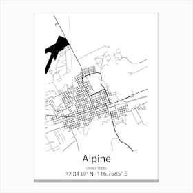 Alpine,United States Minimalist Map Canvas Print