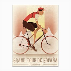 Vintage Style La Vuelta With Flag Canvas Print
