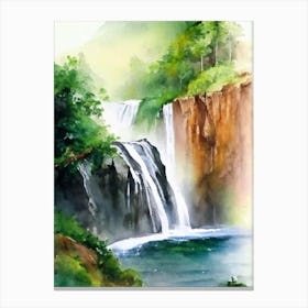 Nohkalikai Falls, India Water Colour  (2) Canvas Print