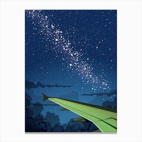 Aircraft flying Night Sky With Stars Canvas Print