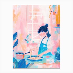 Girl Cooking Pasta Lo Fi Kawaii Illustration 2 Canvas Print