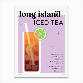 Long Island Iced Tea in Purple Cocktail Recipe Canvas Print