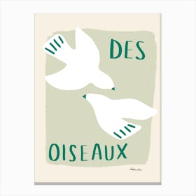 Des Oiseaux Birds Green Canvas Print