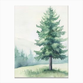 Hemlock Tree Atmospheric Watercolour Painting 1 Canvas Print